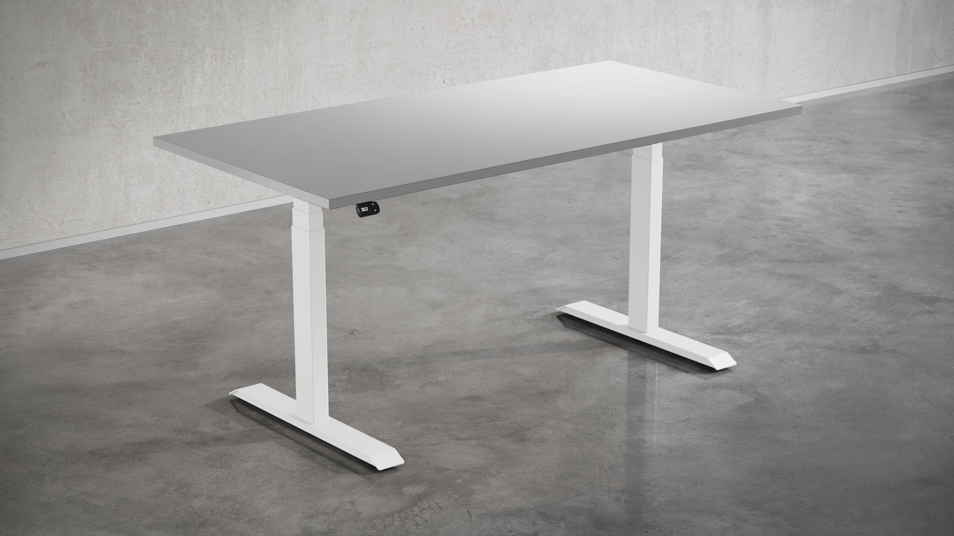 white 3-stage height-adjustable base with grey top